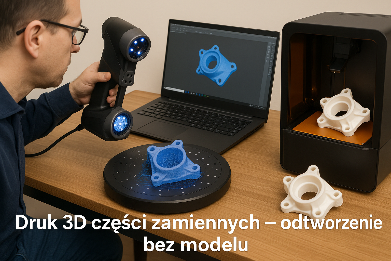 Druk 3D części zamiennych — odtworzenie bez modelu