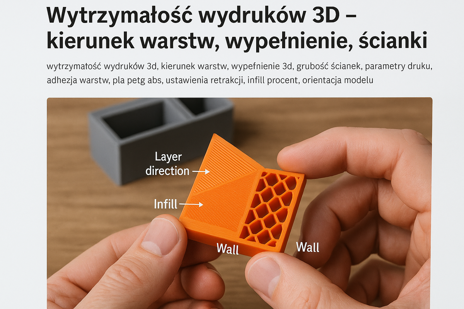 Wytrzymałość wydruków 3D – kierunek warstw, wypełnienie, ścianki