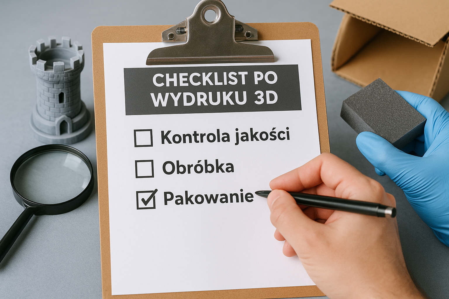 Checklist po wydruku 3D – kontrola jakości, obróbka, pakowanie