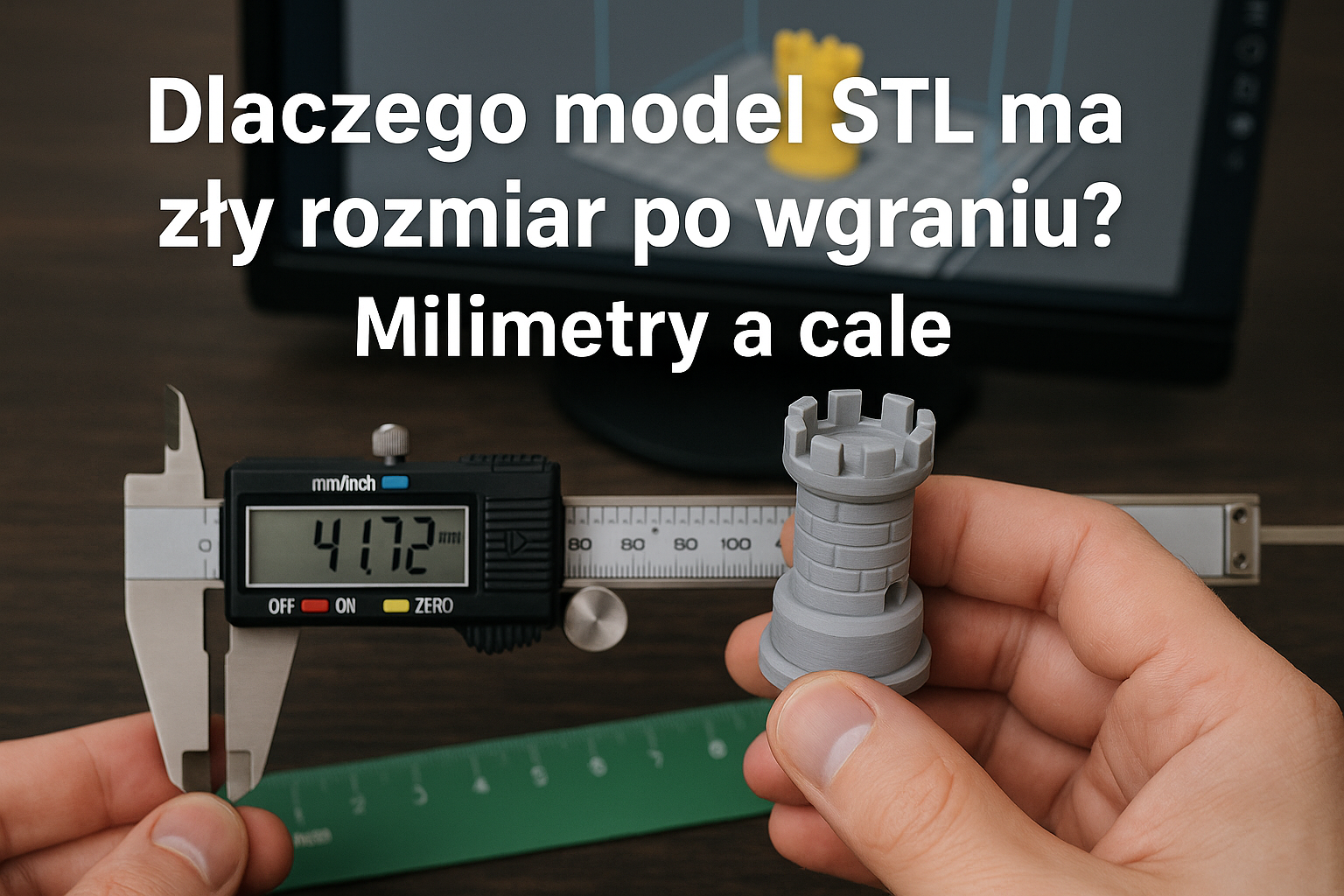 Dlaczego model STL ma zły rozmiar po wgraniu? Milimetry a cale