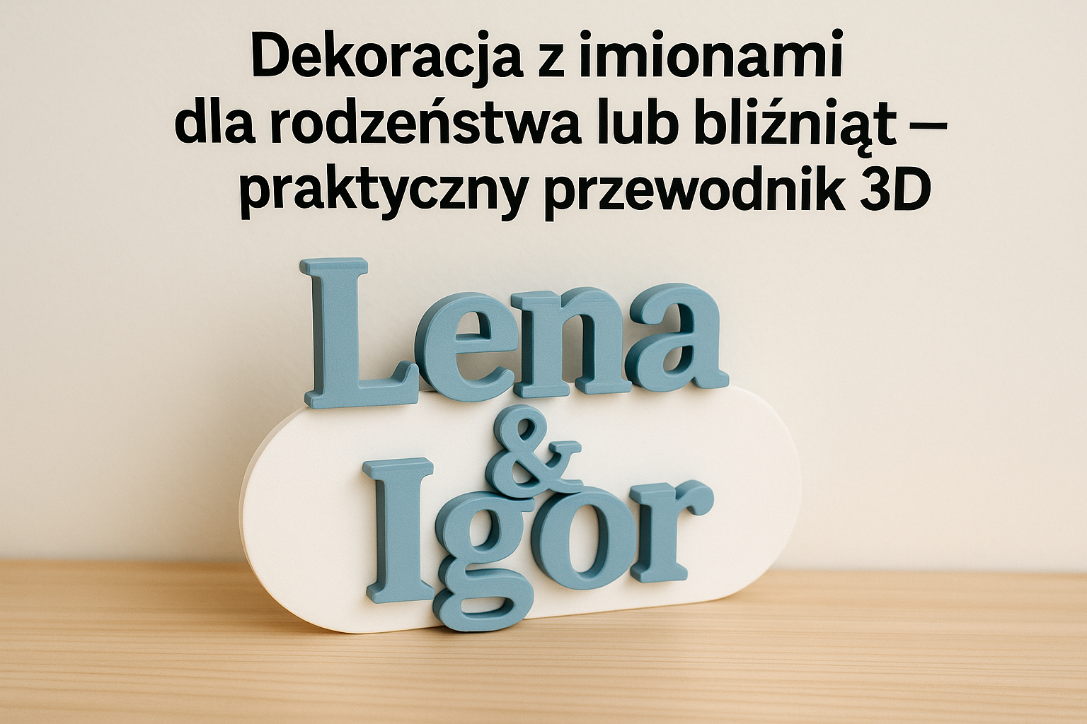 Dekoracja z imionami dla rodzeństwa lub bliźniąt — praktyczny przewodnik 3D