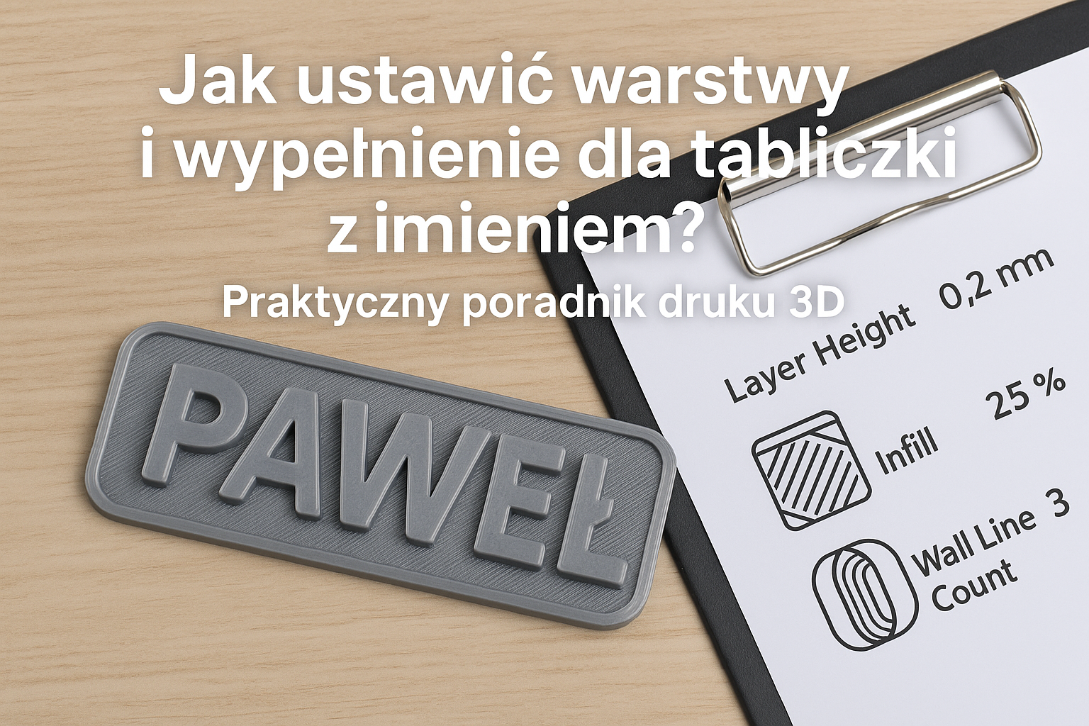 Jak ustawić warstwy i wypełnienie dla tabliczki z imieniem? Praktyczny poradnik druku 3D